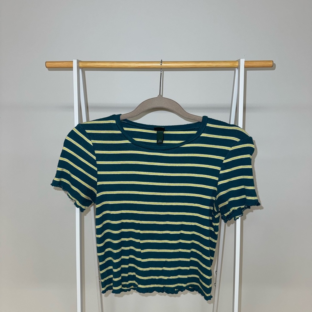 Striped Green and Yellow Women's Top